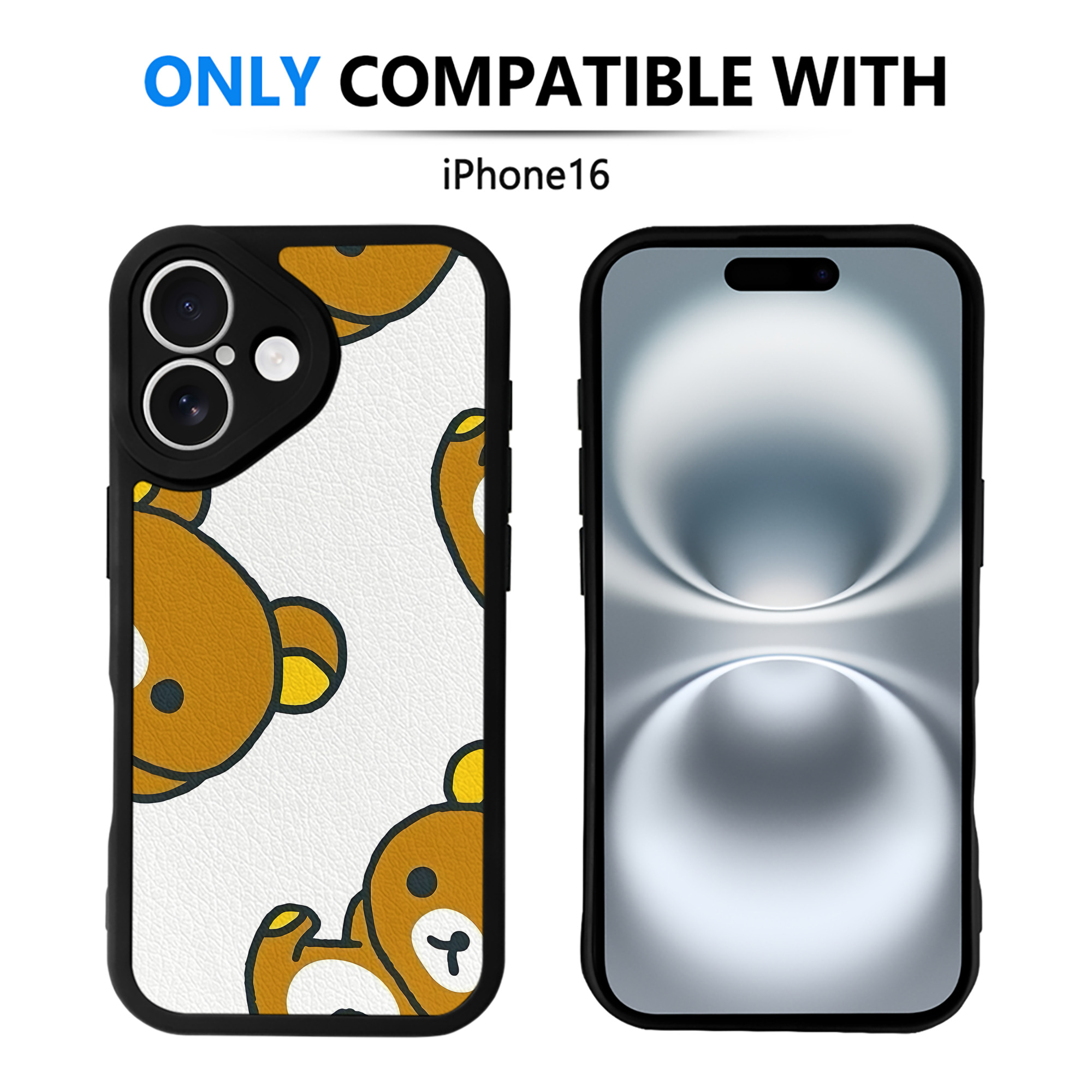 （画像用） リラックマ リラックマ キイロイトリ Rilakkuma Korilakkuma Kiiroitori 【iPhone 16シリーズ対応】シリコンスマホケース（レザー調） 材質：シリコン